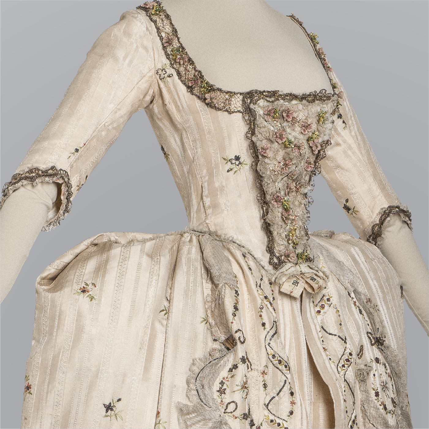 Court dress (mantle, skirt, and stomacher)